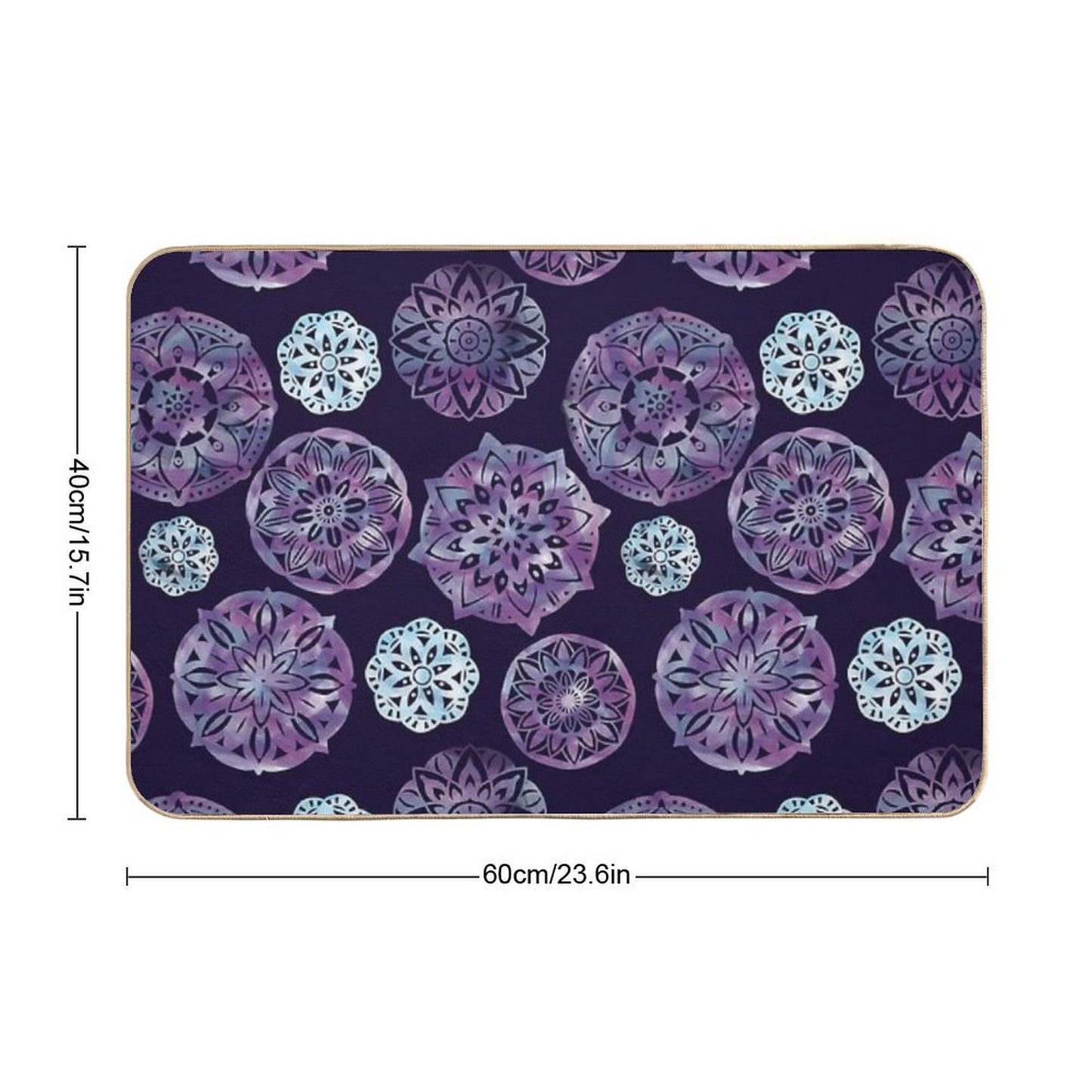 Watercolor Mandala Digital Drawing  Repositionable Bath Mat