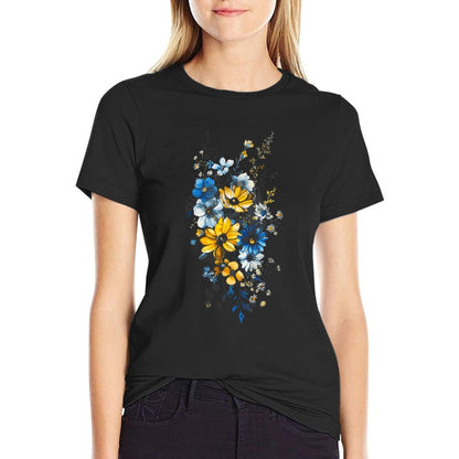 Flower Bouquet Nature Illustration for Women And Men  Heathered Texture T-Shirt