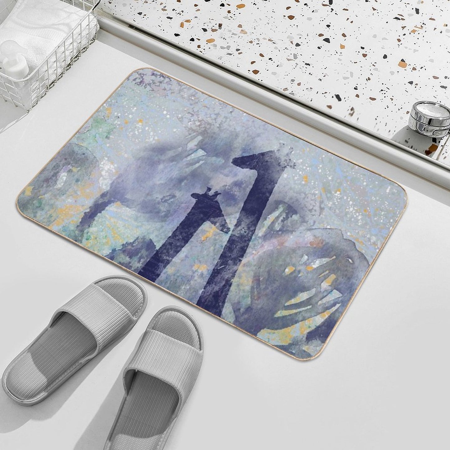 Giraffes And Trees  Easy Maintenance Bath Mat
