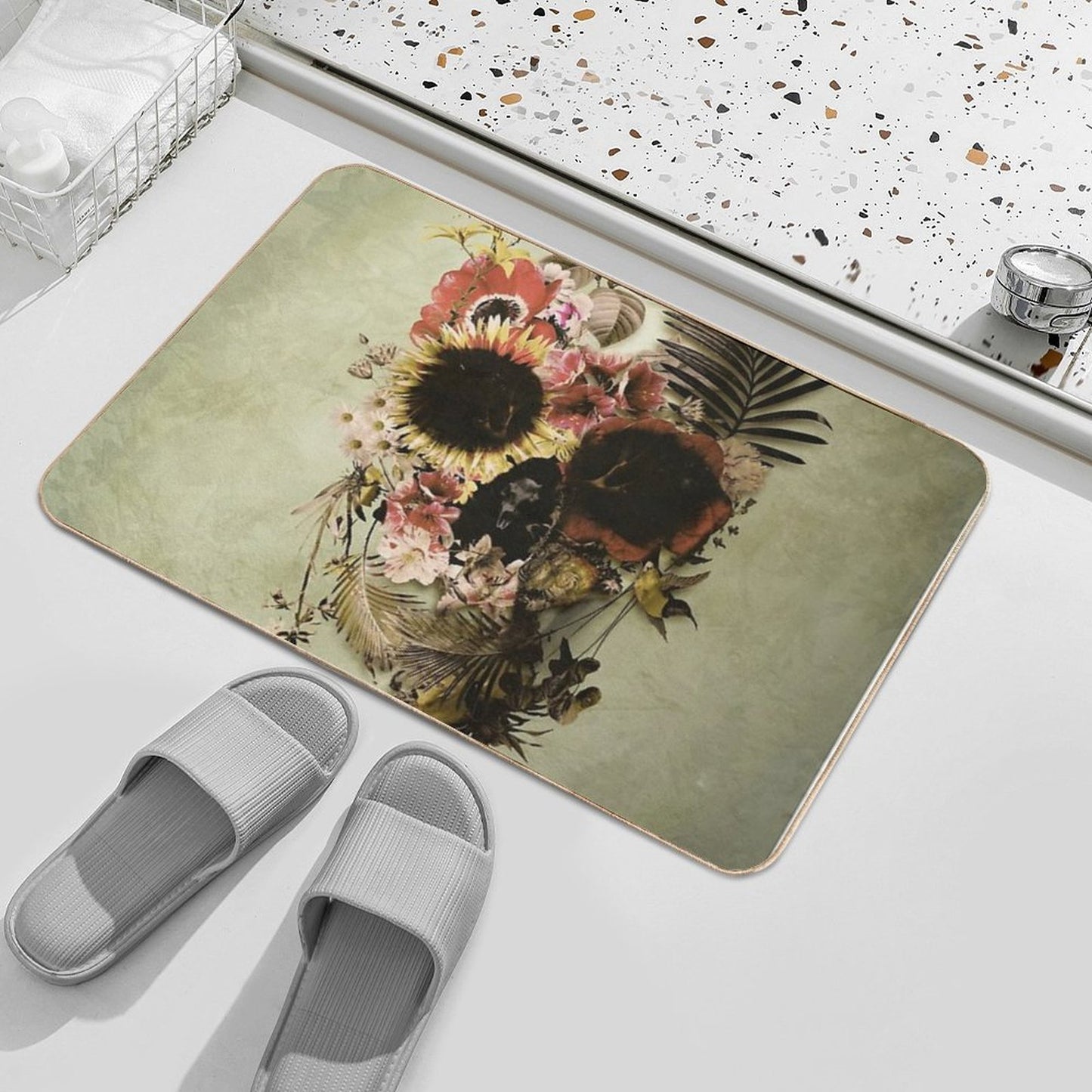 Garden Skull Light  Stain-Proof Bath Mat