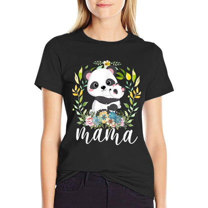 Flowers Mom  Cute Baby Panda - Animal Mama Mothers Day  Lightweight T-Shirt