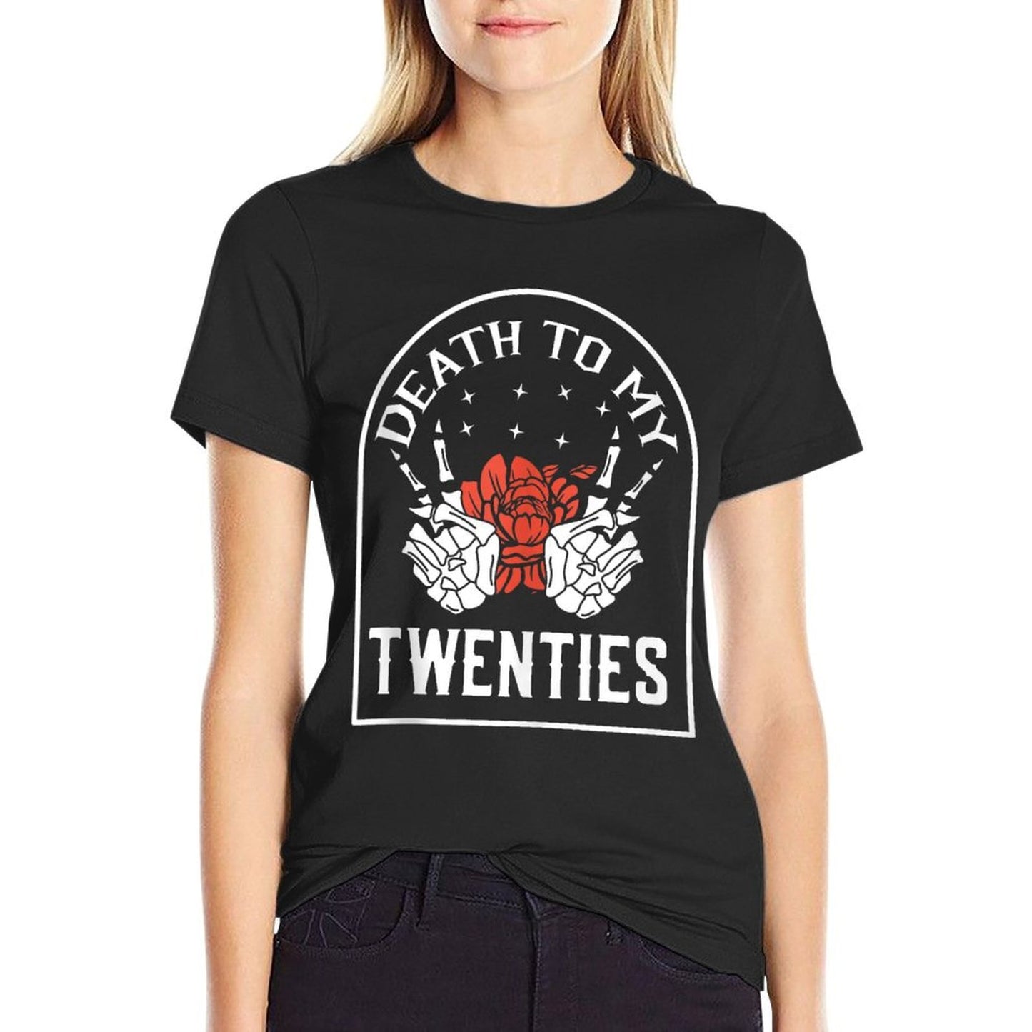 Death to My Twenties 30th Birthday 30 Yr Old Floral Skeleton  Polyester Blend T-Shirt
