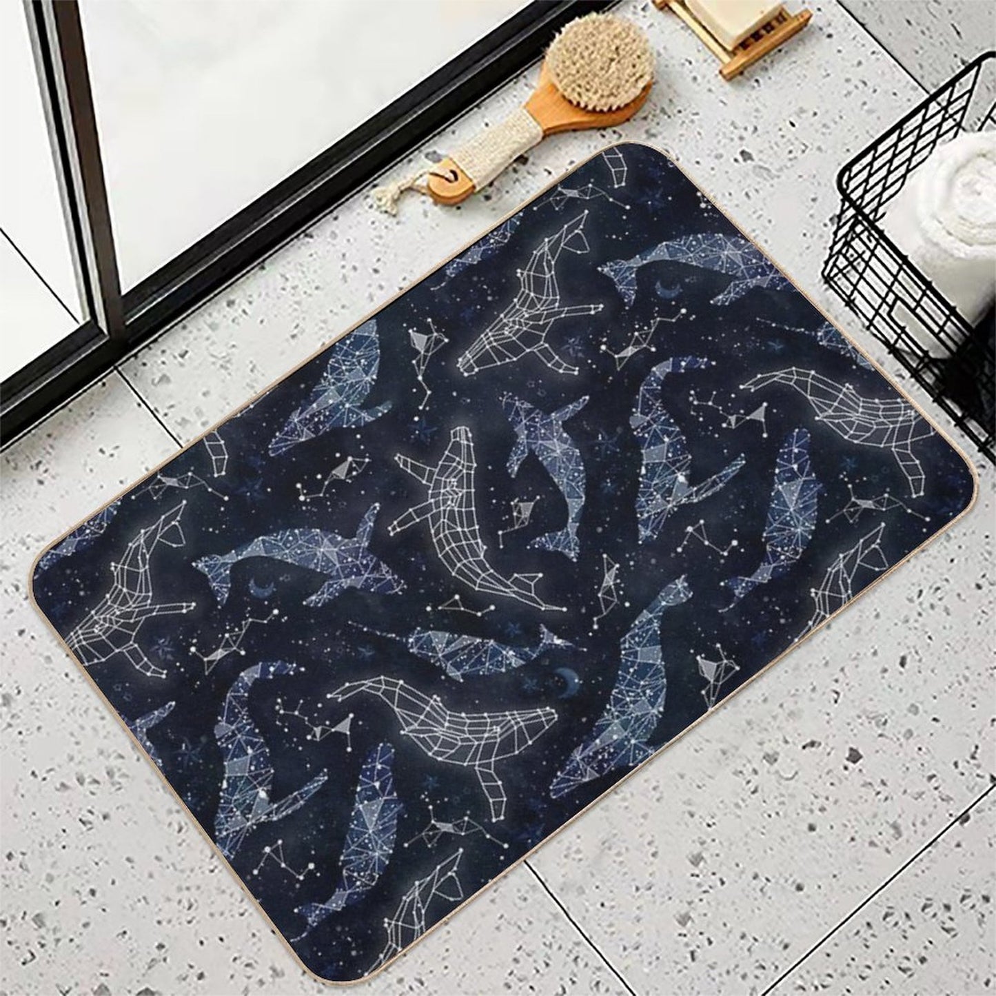 Whale Constellations  Fade-Resistant Bath Mat