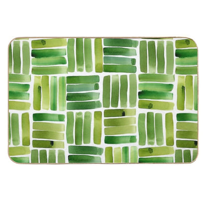 Geometric Pattern Green Minimalist Abstract Design  Stain-Proof Bath Mat