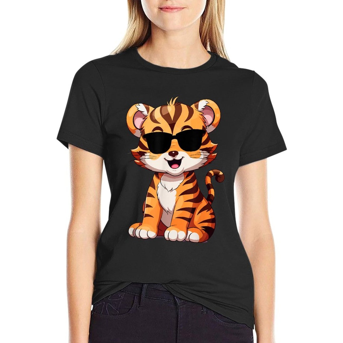 Tiger Tshirt Spirit Tiger Cub Face Wild Animal Colorful 80s  Versatile T-Shirt