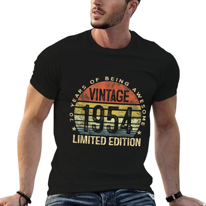 70 Year Old Gifts Vintage 1954 Limited Edition 70th Birthday  Ribbed Collar T-Shirt
