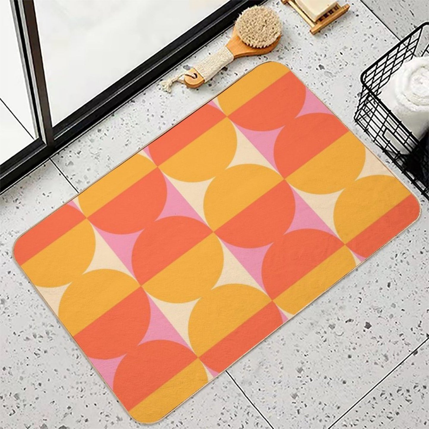 Mid Century Modern Geometric Abstract Pattern 721  Slip-Resistant Bath Mat