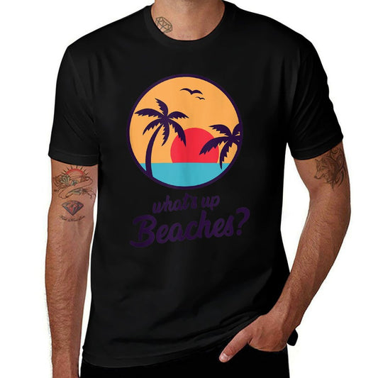 Whats Up Beaches Tank Funny Gift Beach Vacation  Heathered Texture T-Shirt