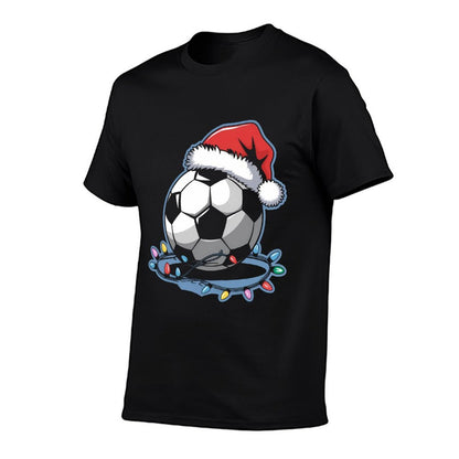 Santa Sports Christmas Soccer Player Men Boysns  Heathered Texture T-Shirt