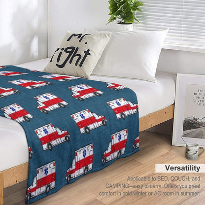 Ambulance on Dark Blue Anti-pilling Throw Blanket