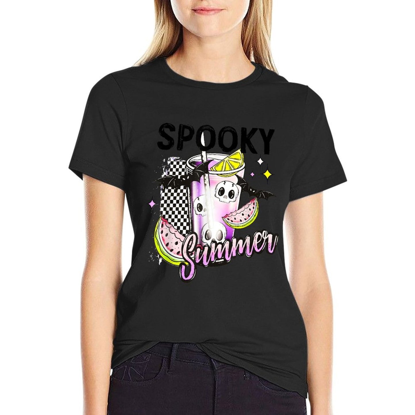 Vintage Spooky Summer Beach Halloween Coffee Summer Vacation  Versatile T-Shirt