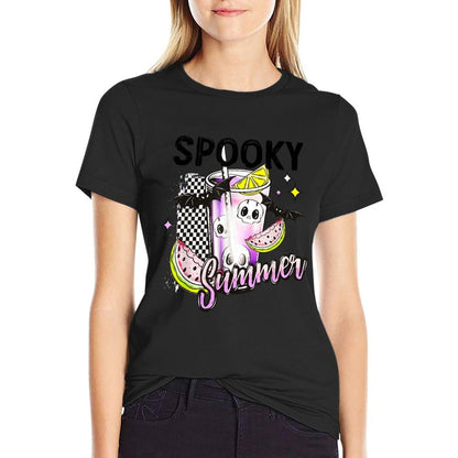 Vintage Spooky Summer Beach Halloween Coffee Summer Vacation  Versatile T-Shirt