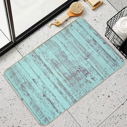 Turquoise Wood  High-Traffic Bath Mat