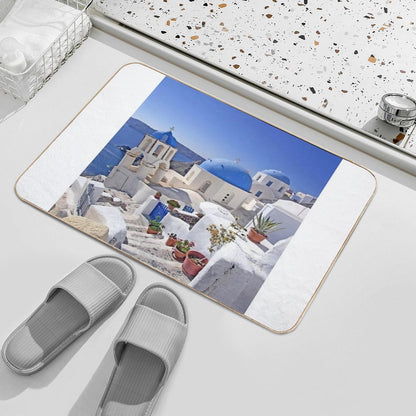 Greek Islands City  Long-Lasting Bath Mat