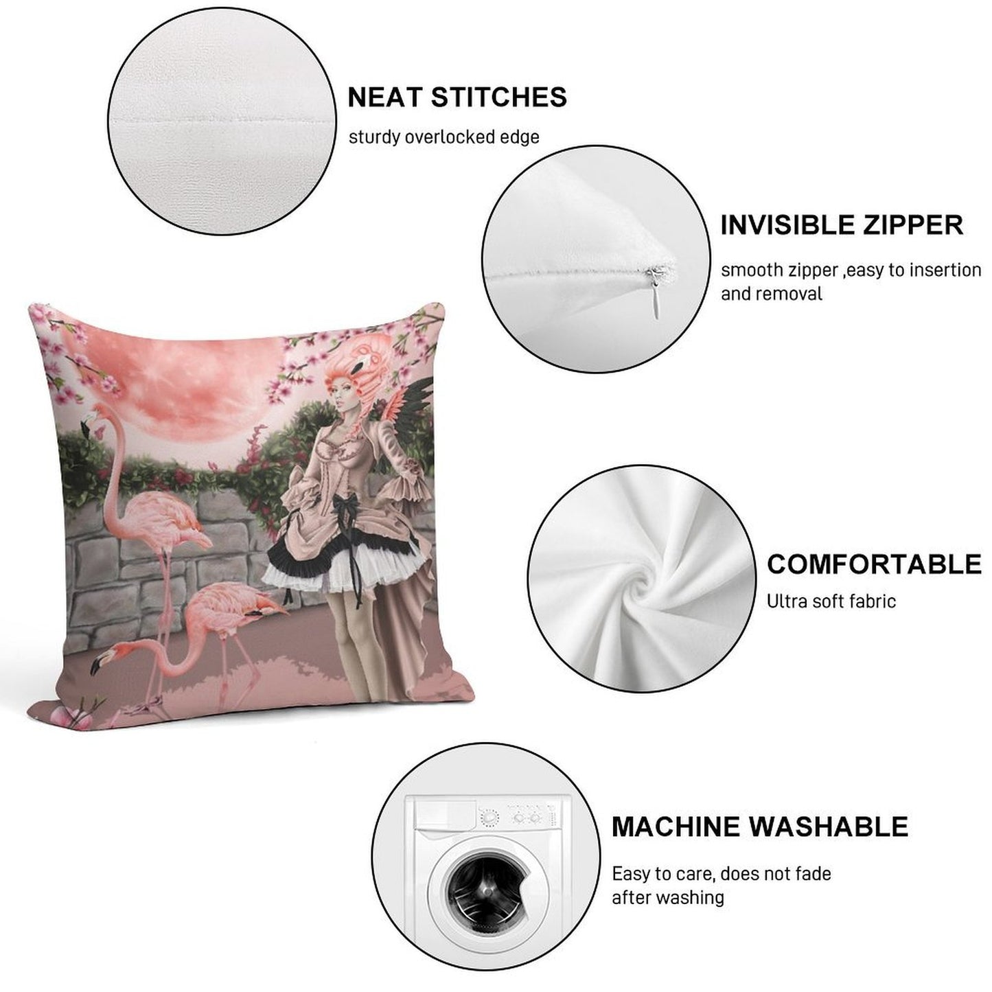 Flamingo Fairy - Pink Moon Soft Home Decor Throw Pillow