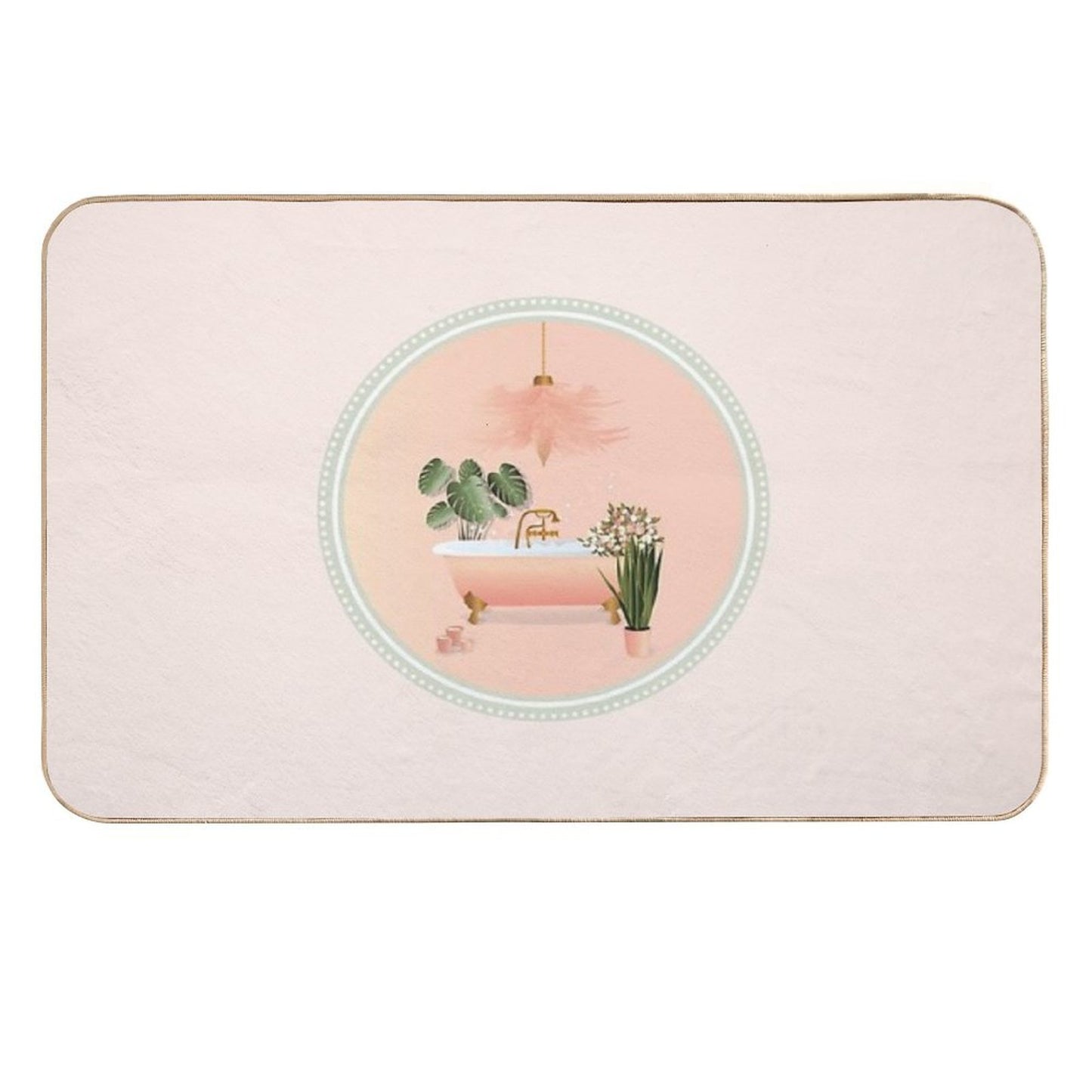 Pastel Pink & Green Bathroom  Bubble Bath  Pet-Safe Bath Mat
