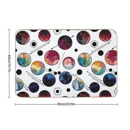 Watercolor Colorful Galaxy in Circles  High-Traffic Bath Mat