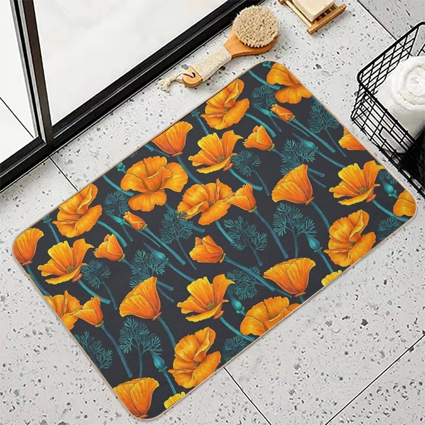 California Poppies 4  Rapid-Drying Bath Mat