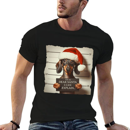 Funny Dachshund Christmas Dear Santa I Can Explain Weiner  Tagless Design T-Shirt