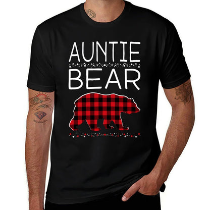 Auntie Bear Christmas Pajamas Matching Family Plaid Women  Lightweight T-Shirt