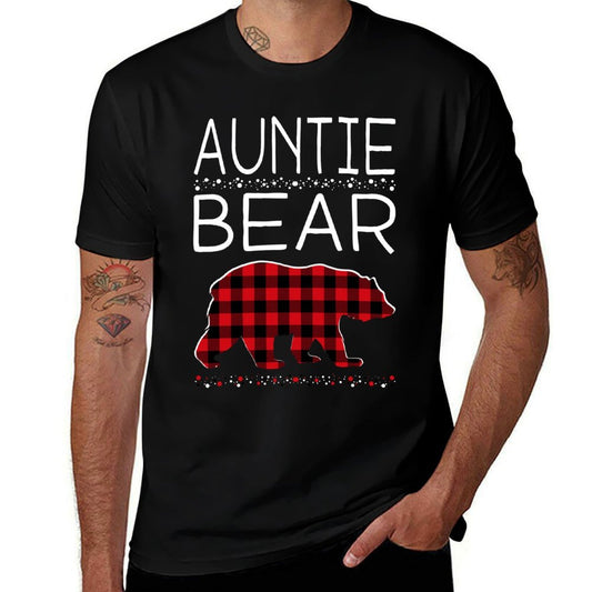 Auntie Bear Christmas Pajamas Matching Family Plaid Women  Lightweight T-Shirt