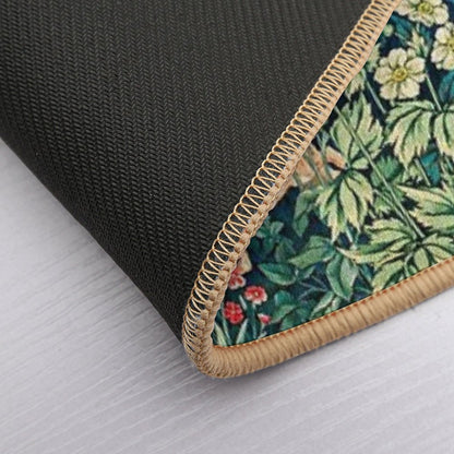 GREENERY,FOREST ANIMALS Pheasant on Tree,Squirrel,Hares,Blue Green Floral Tapestry  Easy To Clean Bath Mat