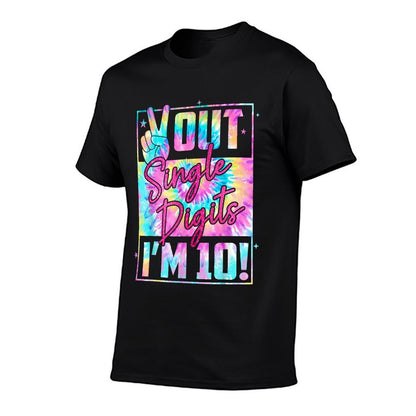 Peace Out Single Digits I'm 10 Tie Dye Birthday Girl  Ribbed Collar T-Shirt