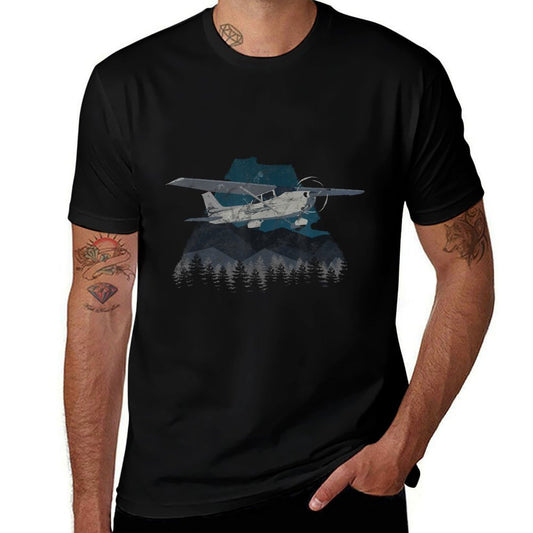 Winter Flying C-172 Skyhawk Airplane Vintage Pilot T-shirt  Eco-friendly Material T-Shirt