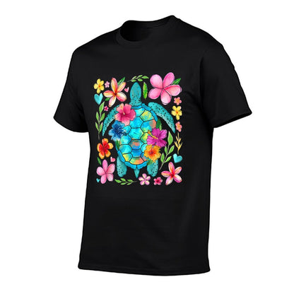 Boho Floral Turtle Save The Sea Turtle Ocean Animals  Slim-fit Cut T-Shirt