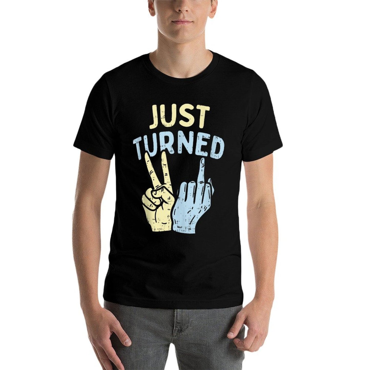 Just Turned 21 Hands Funny Happy 21st Birthday Party Gift  Heathered Texture T-Shirt
