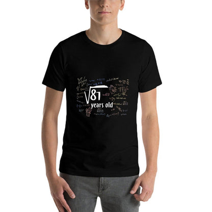 Square Root Of 81 9th Birthday 9 Year Old Math Bday  Fade-proof Color T-Shirt