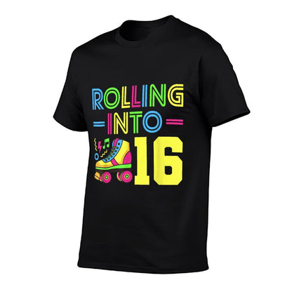 Rolling Into 16 Year Old 80's Outfitn Girl 16th Birthday  Polyester Blend T-Shirt