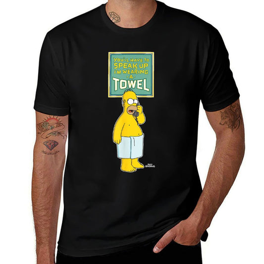 The Simpsons Homer Simpson Speak Up I’m Wearing A Towel  Heathered Texture T-Shirt