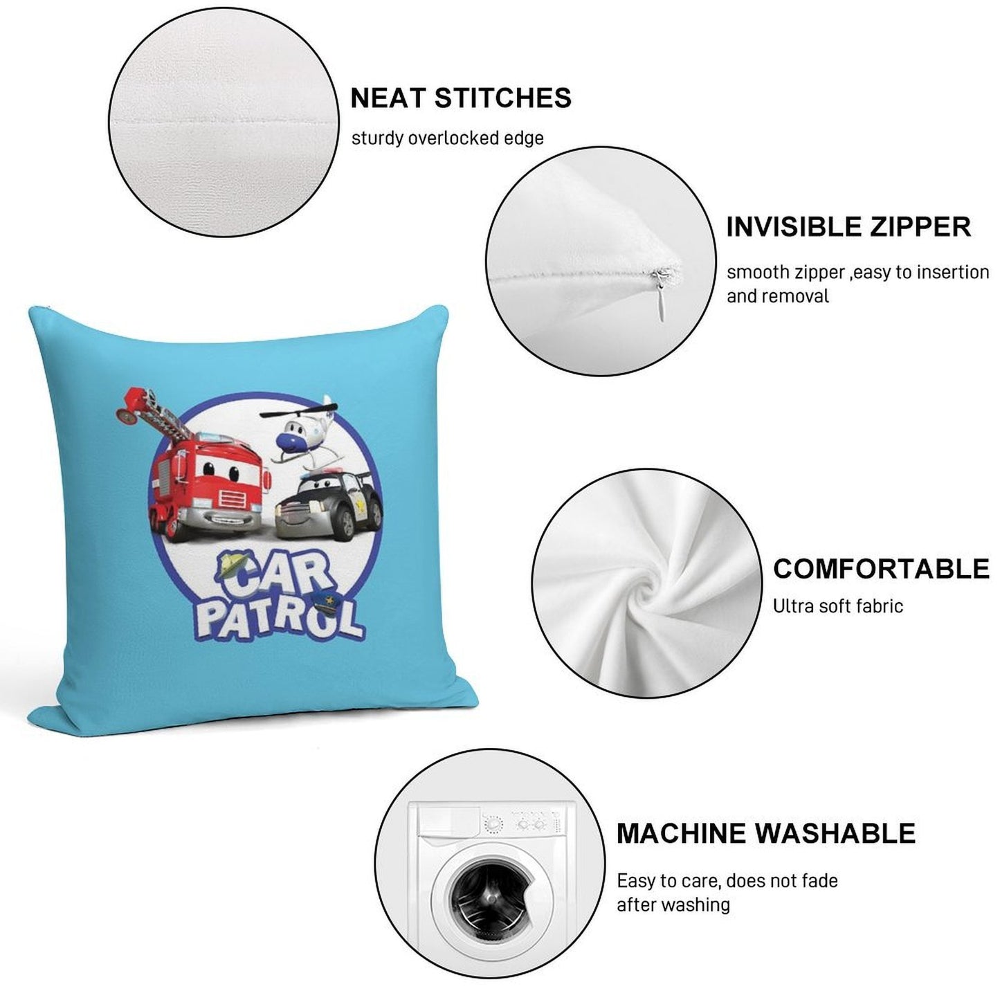 Car Patrol of Car City Soft Bedroom Essential Throw Pillow