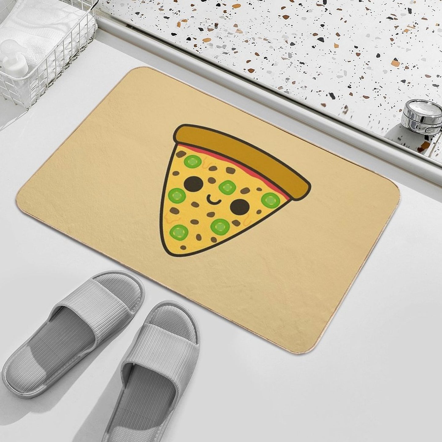 Yummy Spicy Pizza  Easy Maintenance Bath Mat