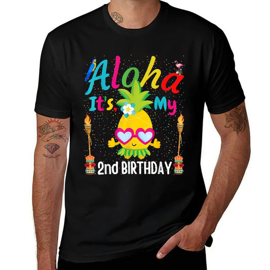 Second 2nd Birthday Hawaii Girls 2 Two Years Old Pineapple  Fade-proof Color T-Shirt