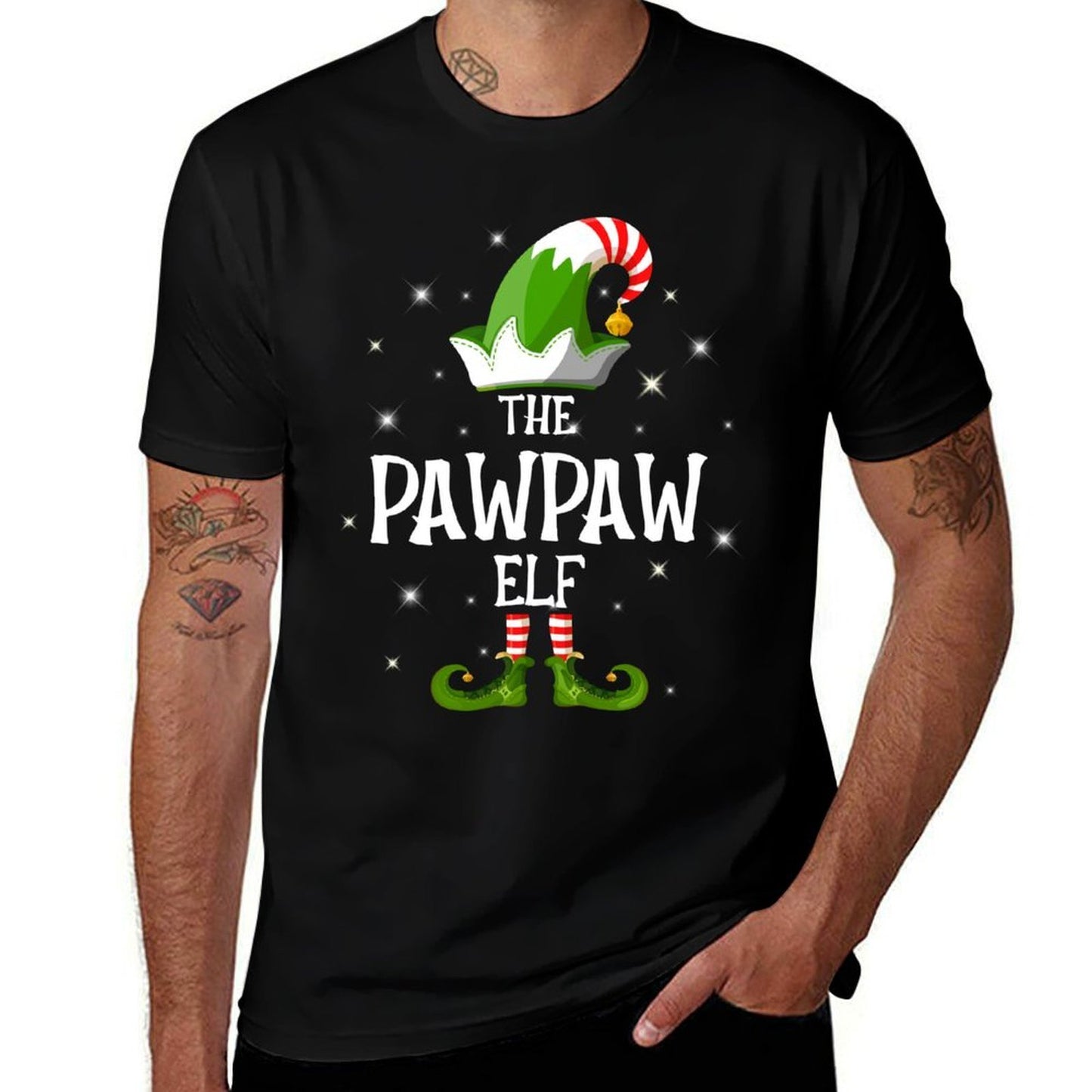 The PawPaw Elf Family Matching Group Christmas  Rolled Sleeves T-Shirt