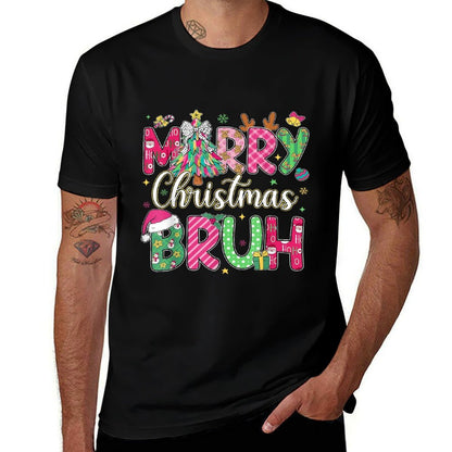 Bruh Christmas Kids Xmas Menn Boys Funny Christmas  Polyester Blend T-Shirt