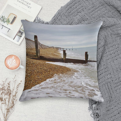 Hayling Island Beach Groynes Soft Ultra-Soft Texture Throw Pillow