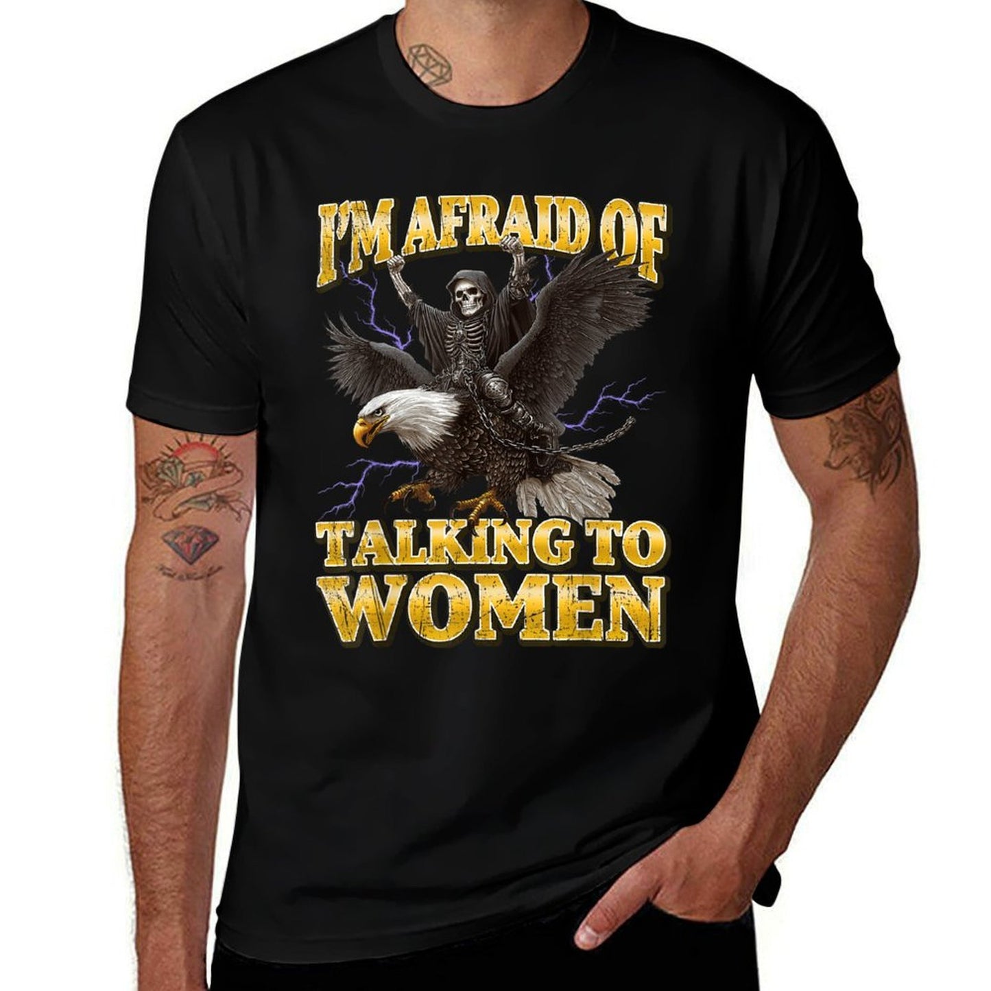 Im Afraid Of Talking To Women Funny Hard Skeleton Meme  Affordable Price T-Shirt