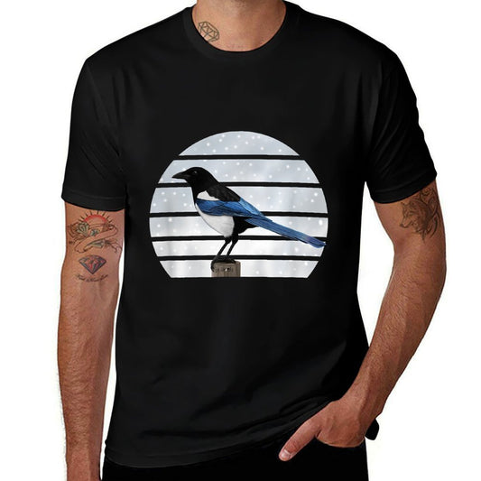 Magpie Winter Birds Christmas Snow Birder Birdwatching  Polyester Blend T-Shirt