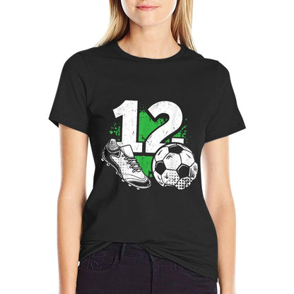12th Birthday Boy Soccer Player Football 12 Years Old  Polyester Blend T-Shirt