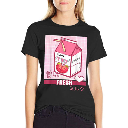 90s Japanese Otaku Gifts Anime Aesthetic Stylish Milk  Vintage-inspired T-Shirt