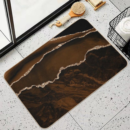 Abstract Brown & Gold Modern Geode Agate Design  Repositionable Bath Mat