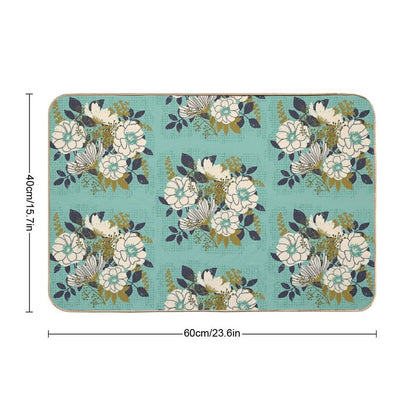 Floral Bouquet ~ on Turquoise  Rapid-Drying Bath Mat