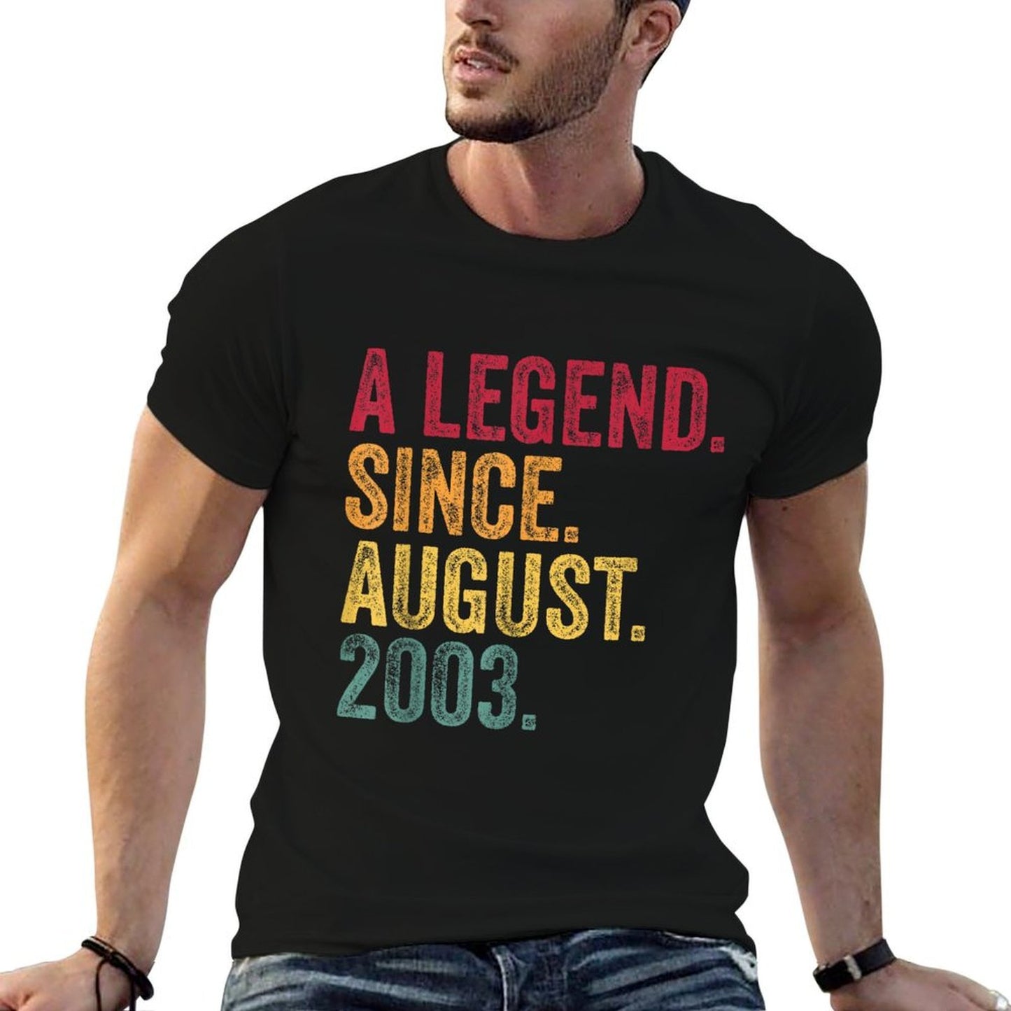Born In August 2003 21st Birthday  Fade-proof Color T-Shirt