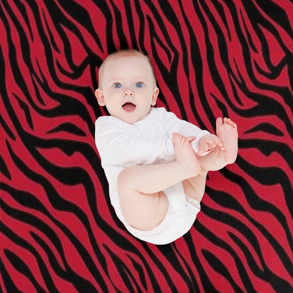 Red Zebra Print, Animal Print Compact Throw Blanket
