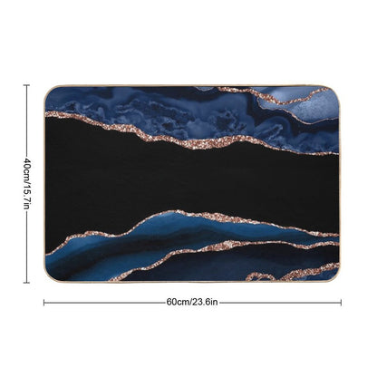 Blue And Rose Gold Agate  Long-Lasting Bath Mat