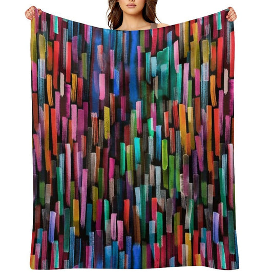 Multicolored Watercolor Stripes Pattern Multi-functional Throw Blanket