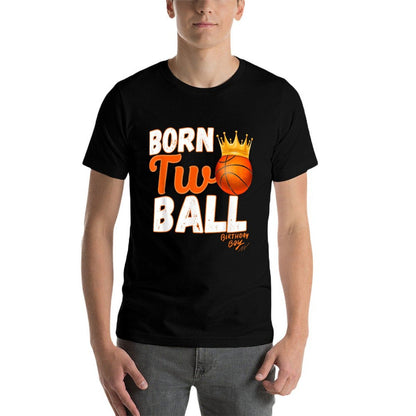 Two Year Old Born Two Ball Basketball 2nd Birthday Boys  Eco-friendly Material T-Shirt